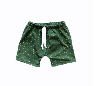 Beach Shorts in Green Triangles