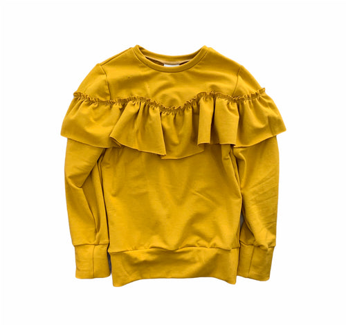 Dolly Ruffle Sweatshirt in Dark Mustard